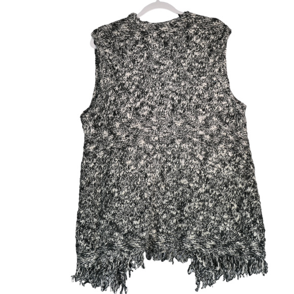 Chicos Sweater Vest Womens Large Wool Blend Black White Lagenlook Boho Cozy - Picture 9 of 10